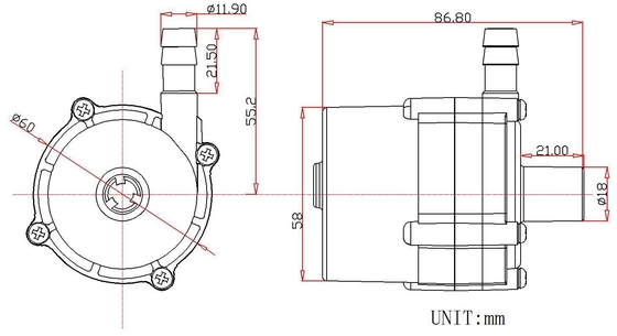12V/ 24Vブースターポンプ チラーマシンとLEDライトポンプ JQ-P6201 最大流量 21L/min